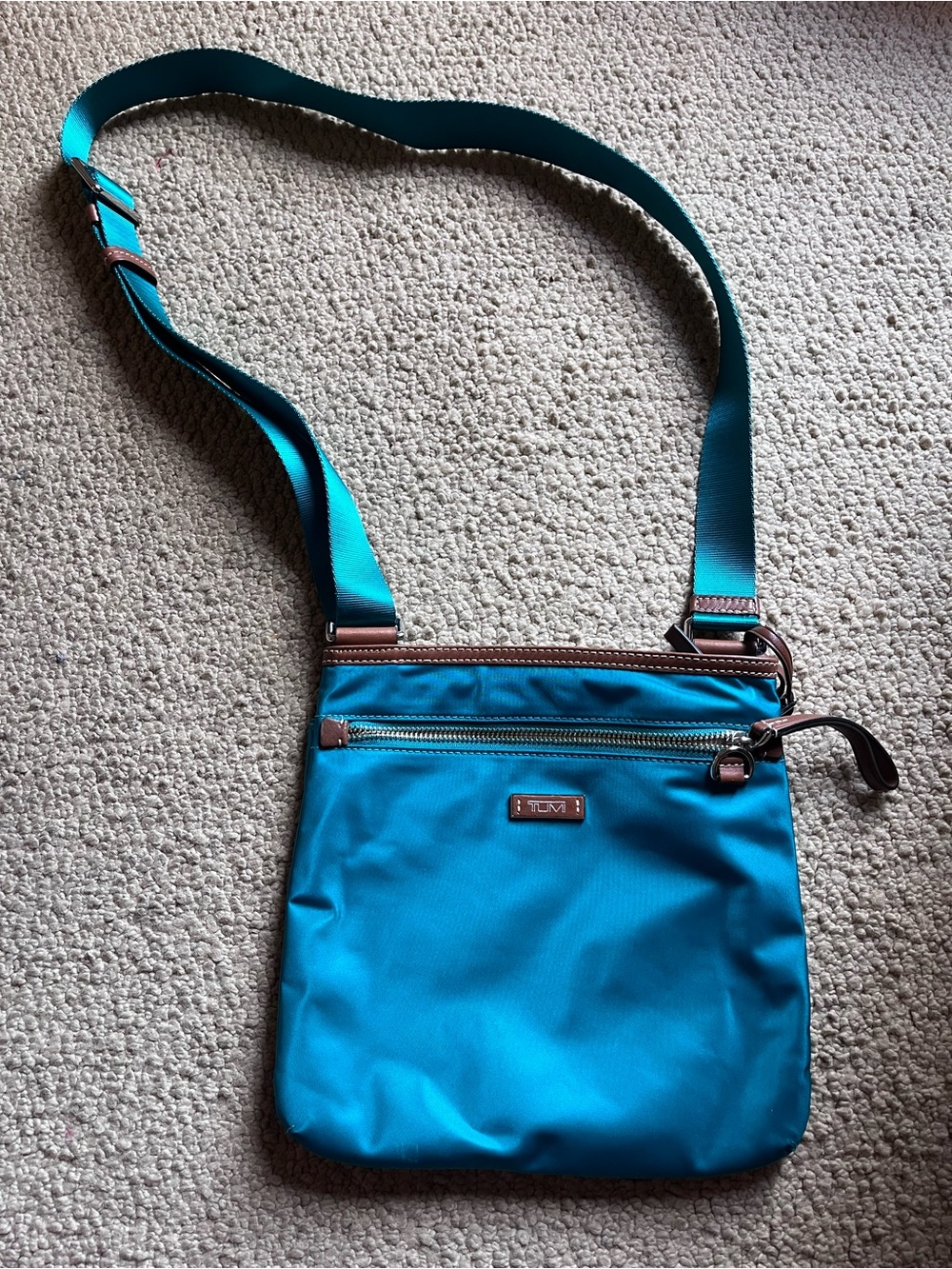 Tumi Teal Nylon Crossbody Bag